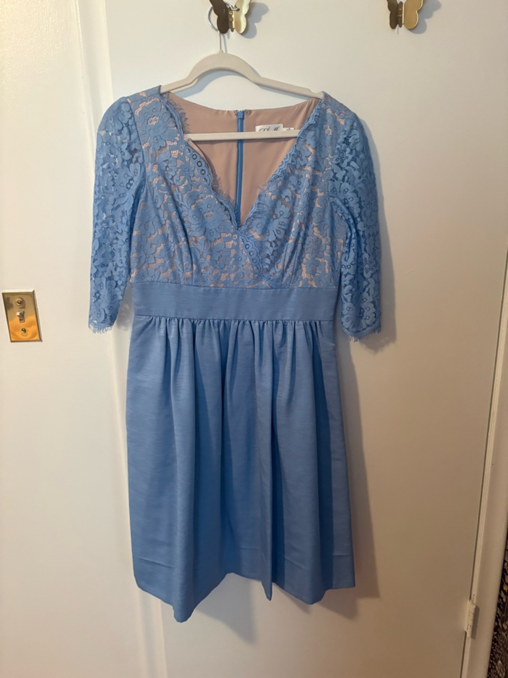 Eliza J Powder Blue Lace Midi Dress